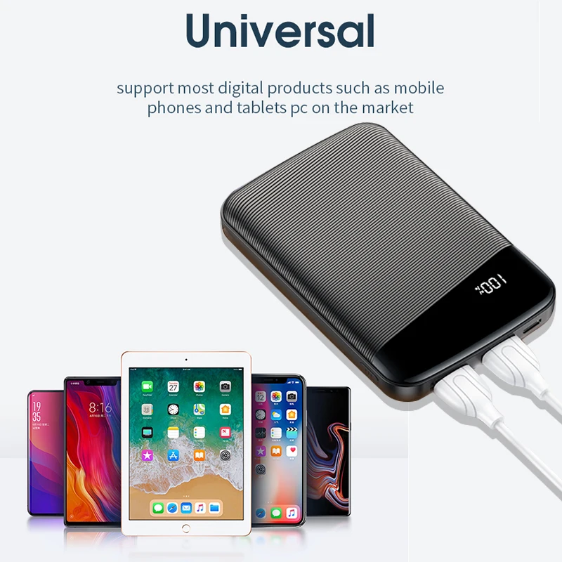 

Mini Power Bank 10000mAh Dual USB Ports External Battery Fast charger Powerbank with Digital Display for iphone Xiaomi PowerBank