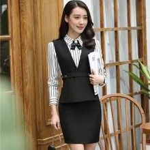 Осень-зима Единые Стили Пиджаки для женщин с жилет и юбка и блузка для дам Office профессиональный Блейзер Костюмы юбочные для женщин плюс Размеры