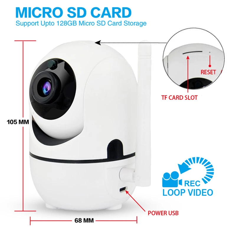 

Security Ip Camera Hd 1080P Wireless Security Surveillance Camern Smart Home Video System Usb Power Cable(Eu Plug) #8