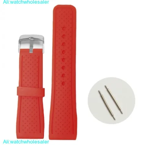 24mm Love Red Color Silicone Jelly Rubber Ladies Watch Band Straps WB1078N24JB