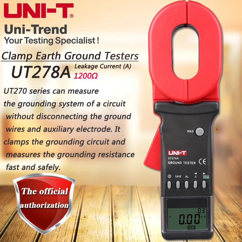 

UNI-T UT278A Clamp Grounding Resistance Tester, Leakage Current Test Resistance / Current Limit Alarm Data Storage