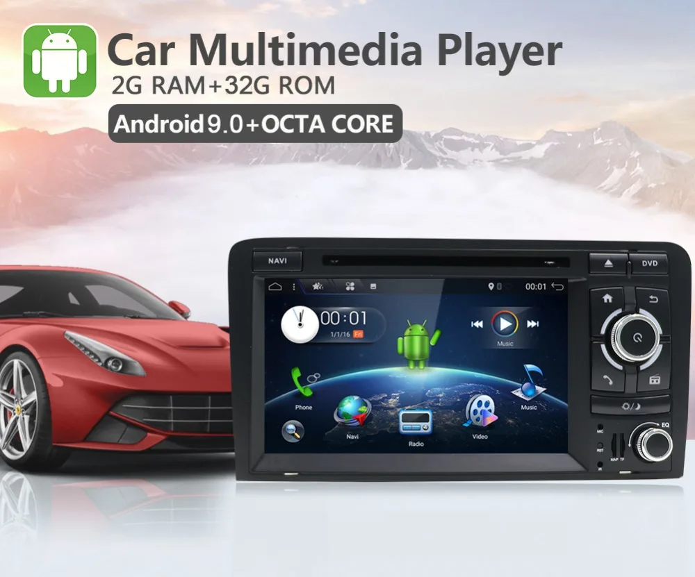 Discount Bosion Car Multimedia Player Android 9.0 GPS 2 Din Car DVD Player For Audi A3 2006-2011 Canbus 2GB RAM 32GB ROM wifi Radio FM BT 2