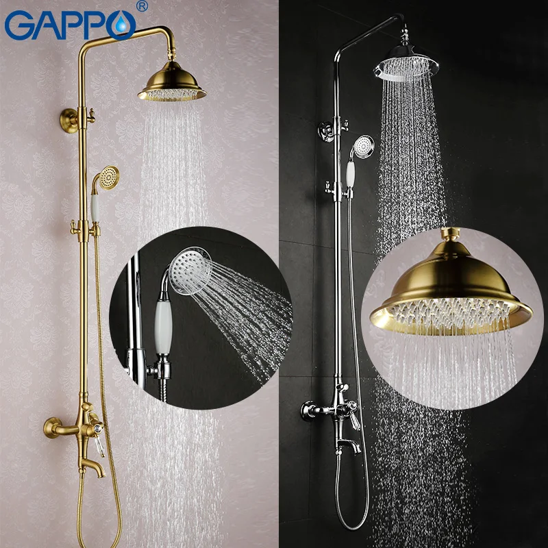 

GAPPO bathroom shower faucet set bronze bathtub mixer shower faucet Bath Shower tap waterfall big rain shower headG2497 GA2497-4