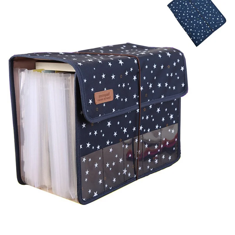 Cute Portable Expandable Accordion 12 Pockets A4 File Folder Oxford Expanding Document Briefcase