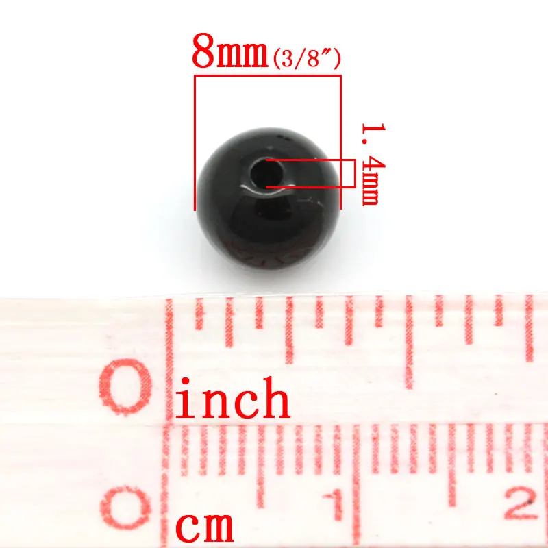 

8SEASONS 500PCs Black Round Acrylic Spacers Beads 8mm(3/8") Dia.(B21967)