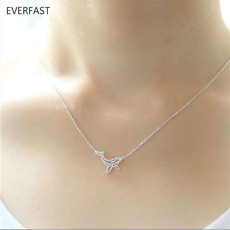 Everfast 1pc Little Dolphin Pendant Collar Necklaces Cute Whale Animal Necklaces Lovers Jewelry Accessories Anime