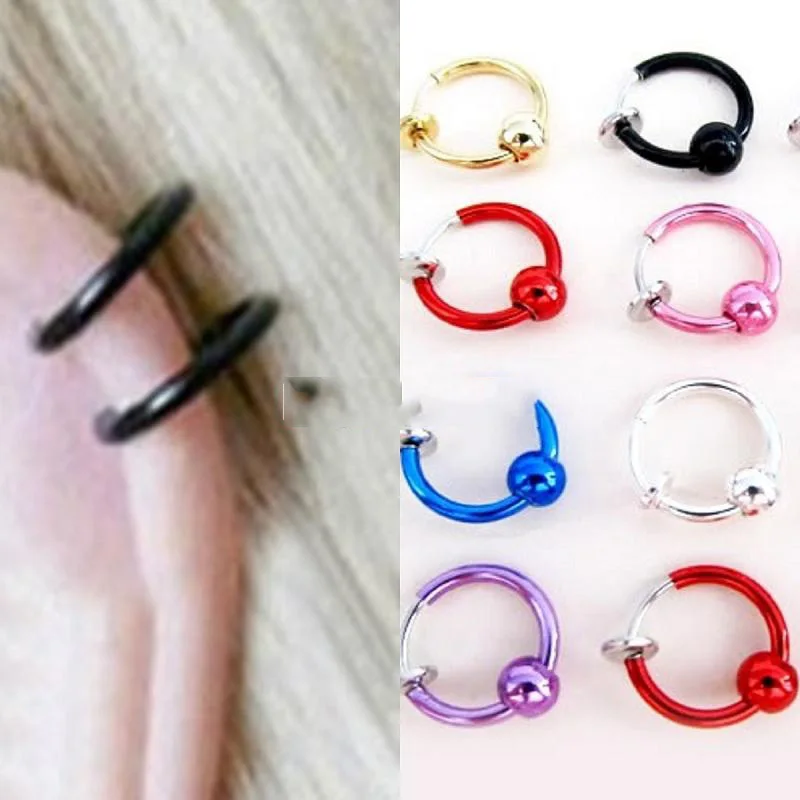 EverTrust Full refund 1 Pair Punk Goth Clip On Fake Hoop Nose Lip Ear Ring Stud Earrings Piercing Earclip perfectly | Дом и сад