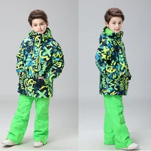 Gsou Snow Winter Children Clothing Sets Windproof Waterpfoof Boys Ski Suit Warm Boys Skiing Jackets+Pants 2pcs Kid Clothes Set free shipping kids ski jacket winter outdoor children clothing windproof skiing jackets warm snow suit for boys girls
