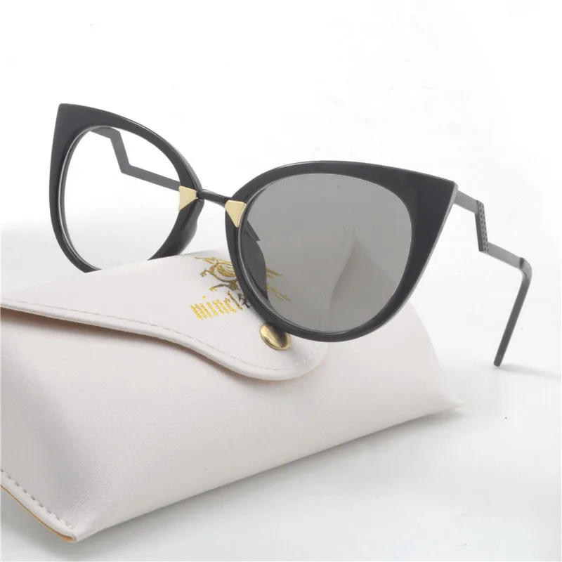 Роскошные переход Защита от солнца фотохромные готовой близорукость очки UV400 жемчуг цветок женские модные солнцезащитные очки cat для женщин очки с диоптриями рамка FML - Цвет оправы: black-300