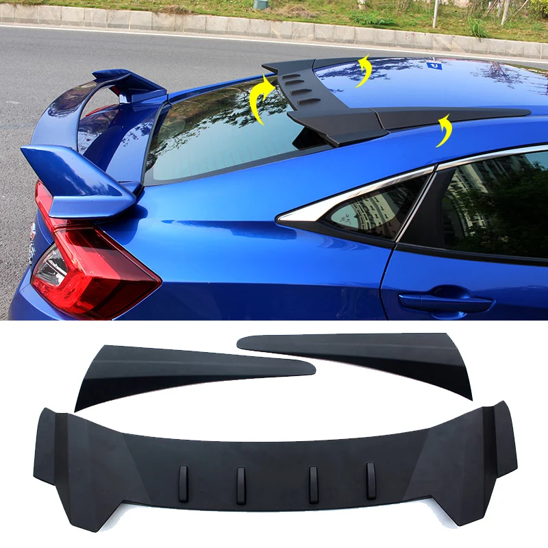 

Car Styling Fit For Honda 10th Gen Civic sedan 2016-2019 ABS Rear Fin Roof Spoiler Wing