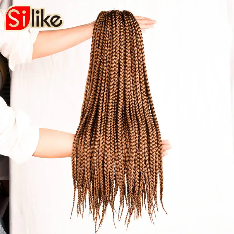 Silike 12 &quot18&quot 22 &quotвязанные коробки на крючках косички синтетика волосы корней