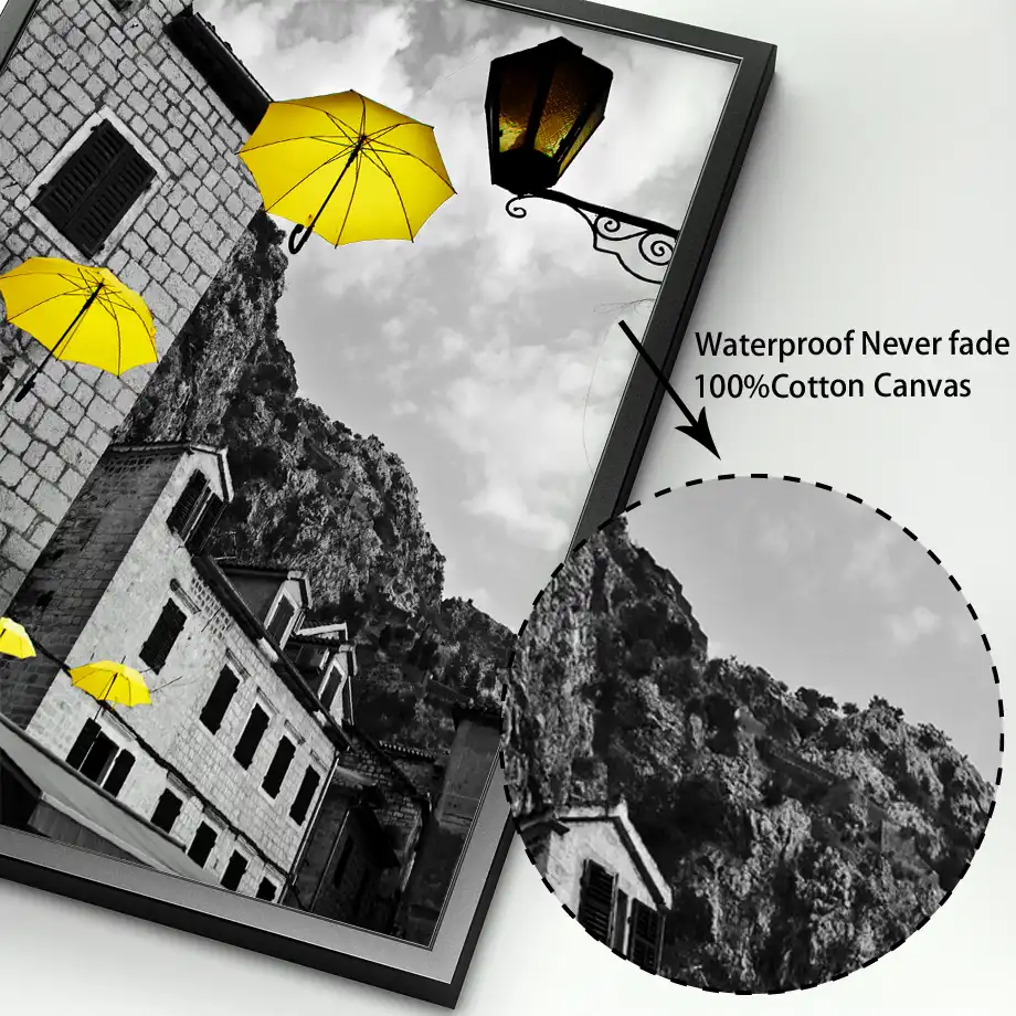 Yellow Umbrella Balloon London Wall Art Canvas Painting Nordic