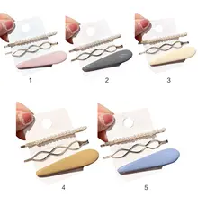 3 шт./компл. женские укладки волос заколки для волос милые Карамельный Цвет ацетат острым Заколки для волос с искусственным жемчугом геометрического ромба заколка для волос