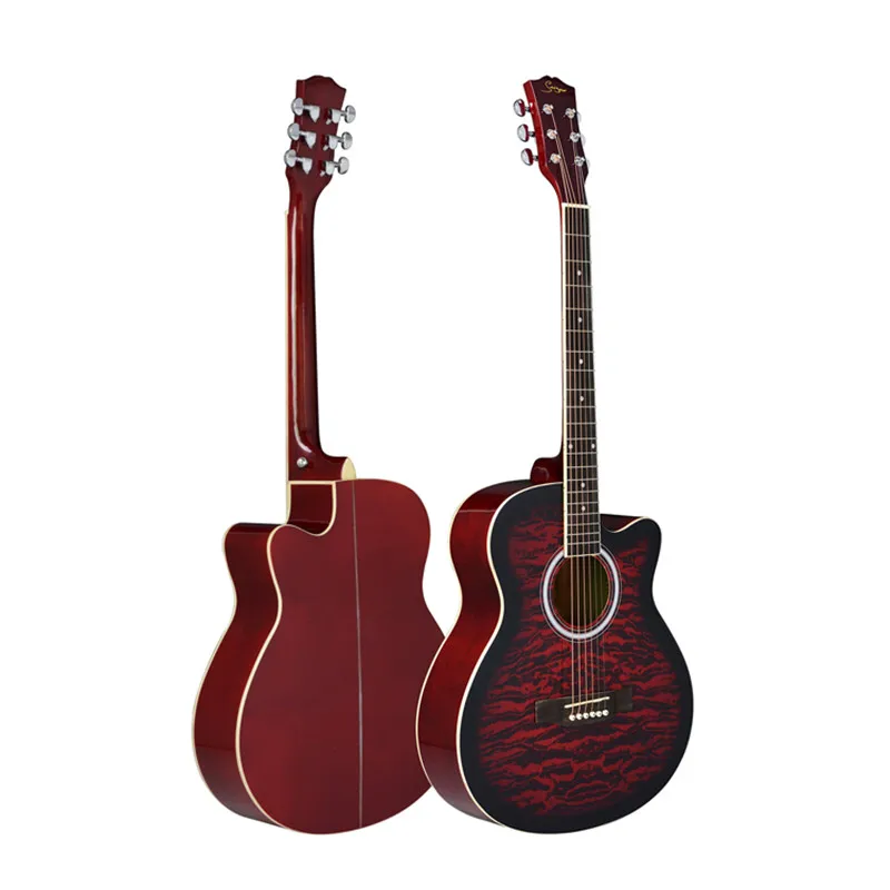 40 polegada guitarra acústica preto vermelho amarelo