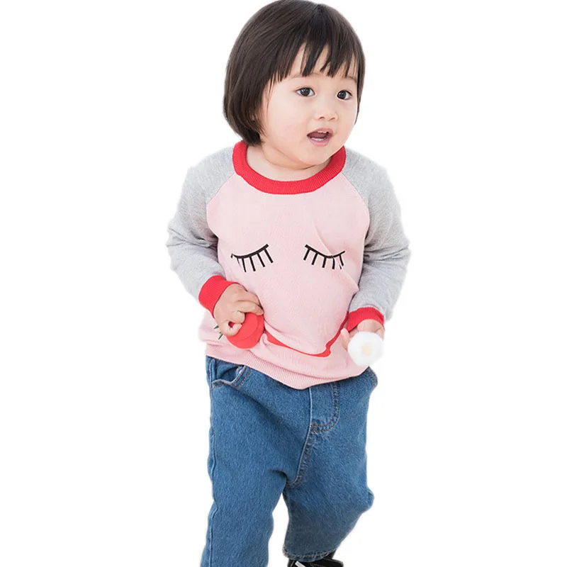 

2018 children sweater for girls kids pullover long sleeve girls pullover sweater cartoon eyes printed toddler girl cardigan 2-7T