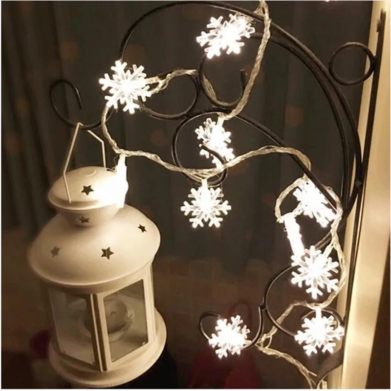 10M 50 LED Snowflake String Fairy Lights New Year Xmas Party Wedding Garden Light Lamp Garland
