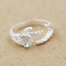 New Arrival Creative 925 Sterling Silver Fashion Jewelry Cherry Tree Branches Flower Anti allergic Ring