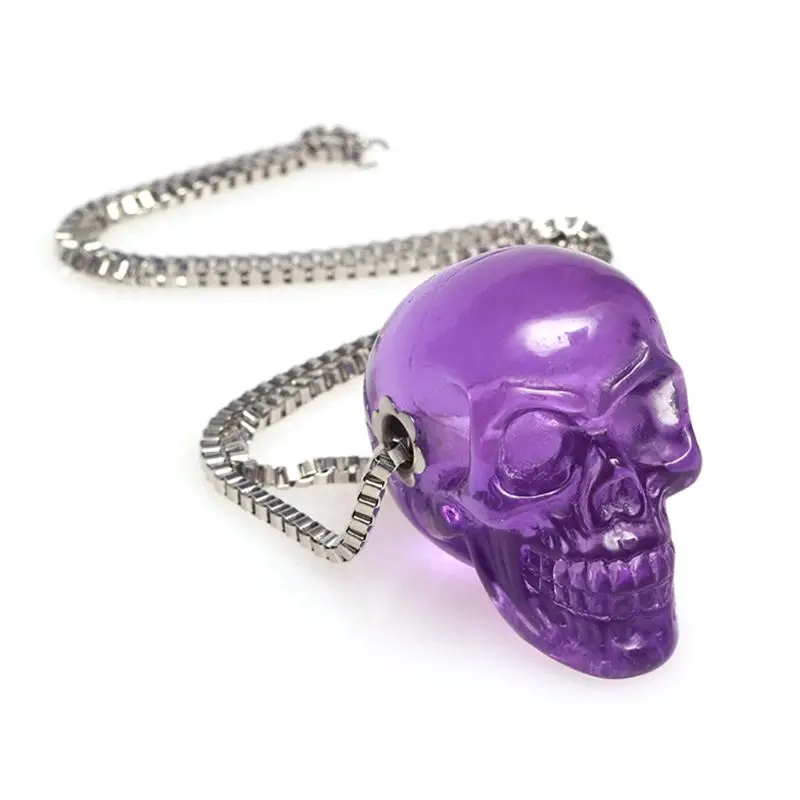 

Skull Necklace Punk Style Purple Skull Head Women Men Jewelry Charms Thick Chain Decoration Personality Hip Hop Charm Resin