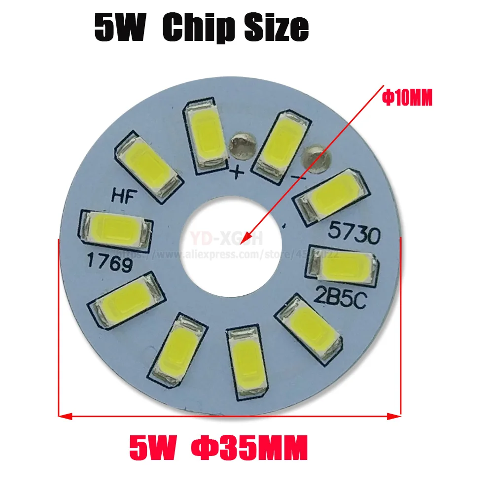 angivet forræderi Uegnet 10PS MD5730 LED Light board 5W 35mm LED PCB Lamp plate Installed Aluminum  plate Warm/Natural/White for Bulb Crystal Ceilig light