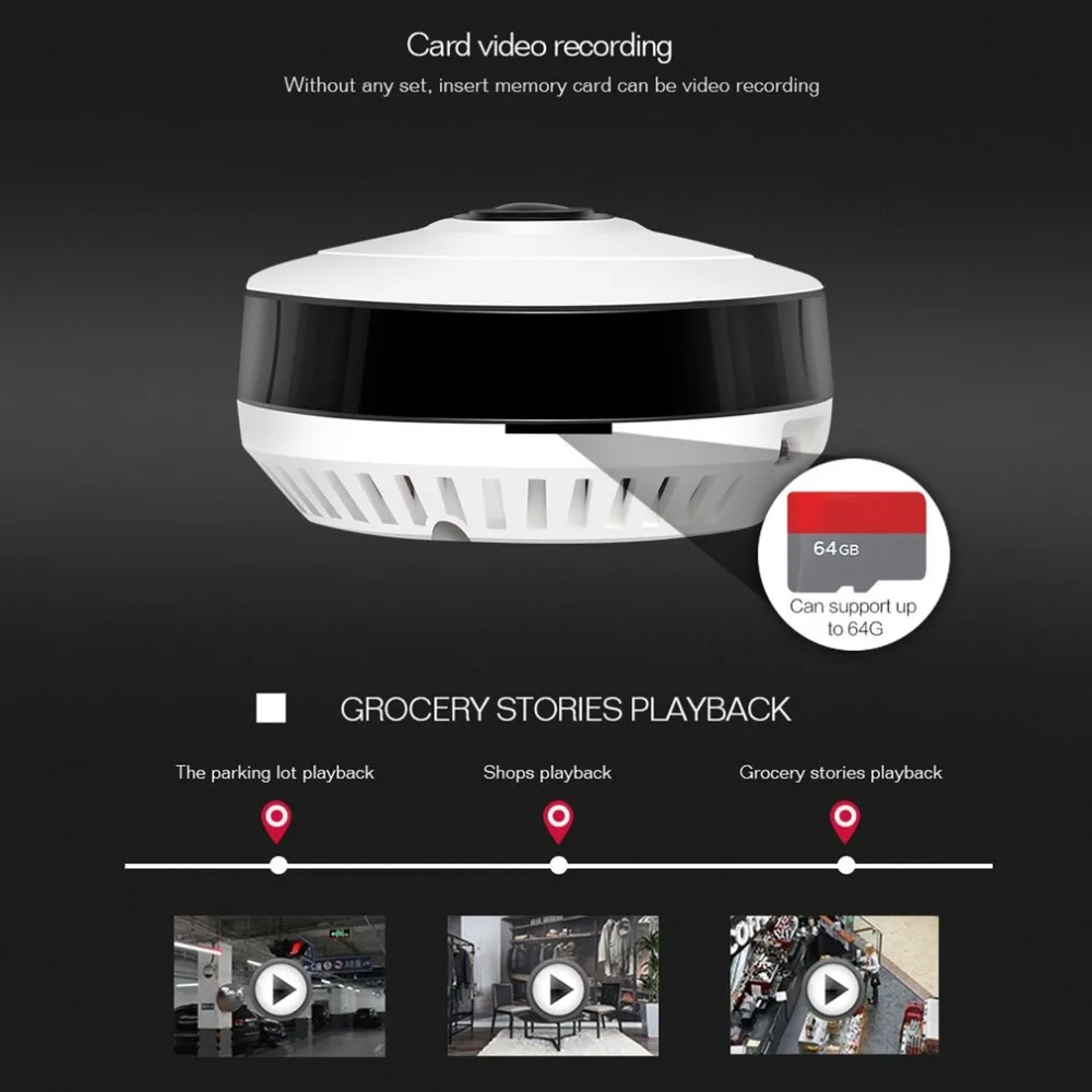Wifi Mini IP Camera 360 Degree Home Security Wireless Panoramic Fish-eye CCTV Camera 1.3MP 960P Video Security Camera