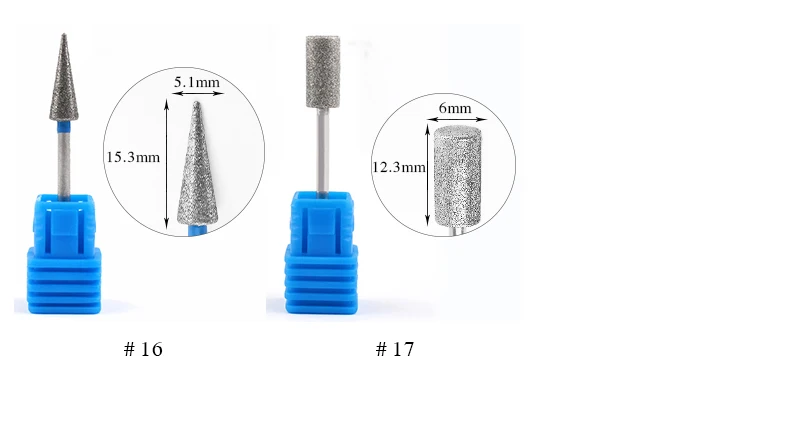 17 Тип алмазное Фрезерное сверло для ногтей электрический сверло для ногтей для маникюра педикюра сверла биты-аксессуары инструменты для