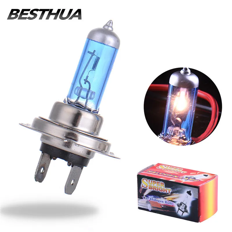 

2Pcs 12V H4 H7 55W/100W Halogen Bulb Super Xenon White Fog Lights 6000K High Power Car Headlight Lamp Light Source Parking