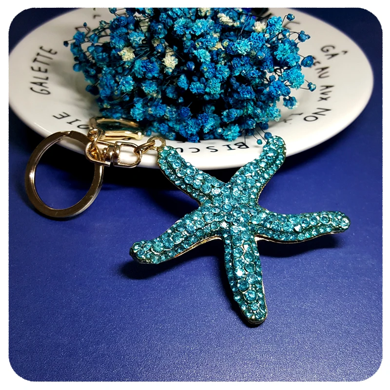 

Rhinestone Starfish Style Key Chain&Keyring Gift Accessory for Fashion Handbag Buckle Pendant Ornament Decoration