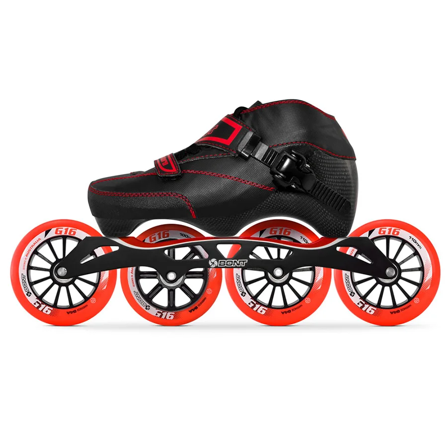 Bont Enduro 3PT скоростные роликовые коньки Heatmoldable S-frame7 из углеродного волокна G16 100/110 мм колеса для катания на коньках - Цвет: Красный