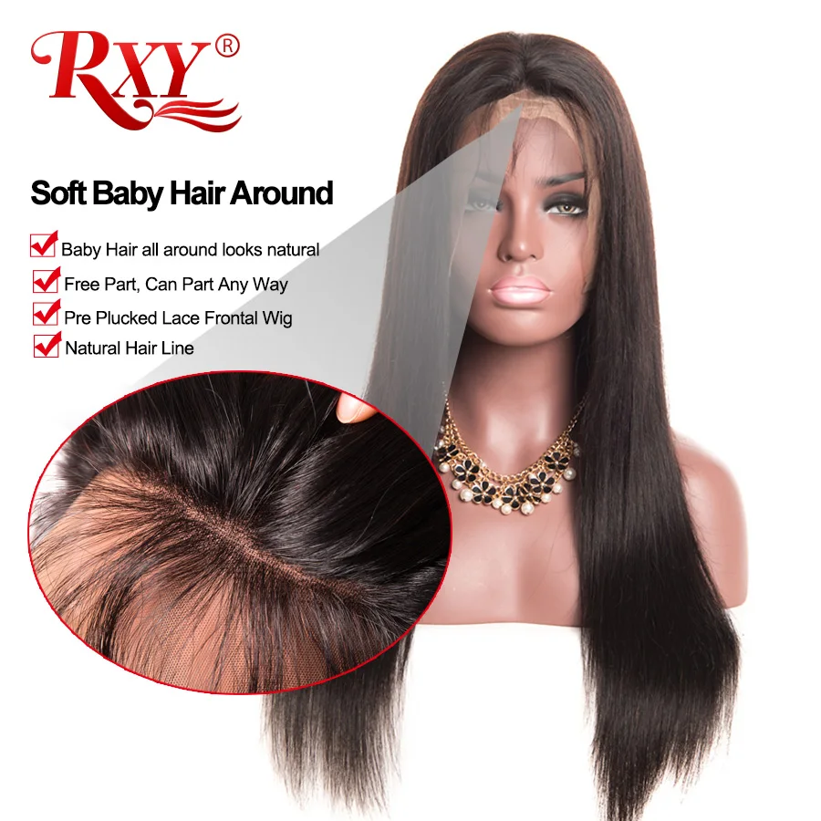 RXY Pre Plucked Full Lace Human Hair Wigs With Baby Hair Brazilian Straight Wig Glueless Full Lace Wigs For Black Women Non Remy