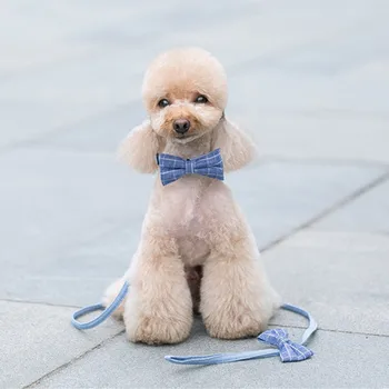 

Gentle Style Cloth art Pet Dog Harness Leash Set Dog Vest for Small Dogs Bow Tie Puppy Harness Chest Strap Poodle