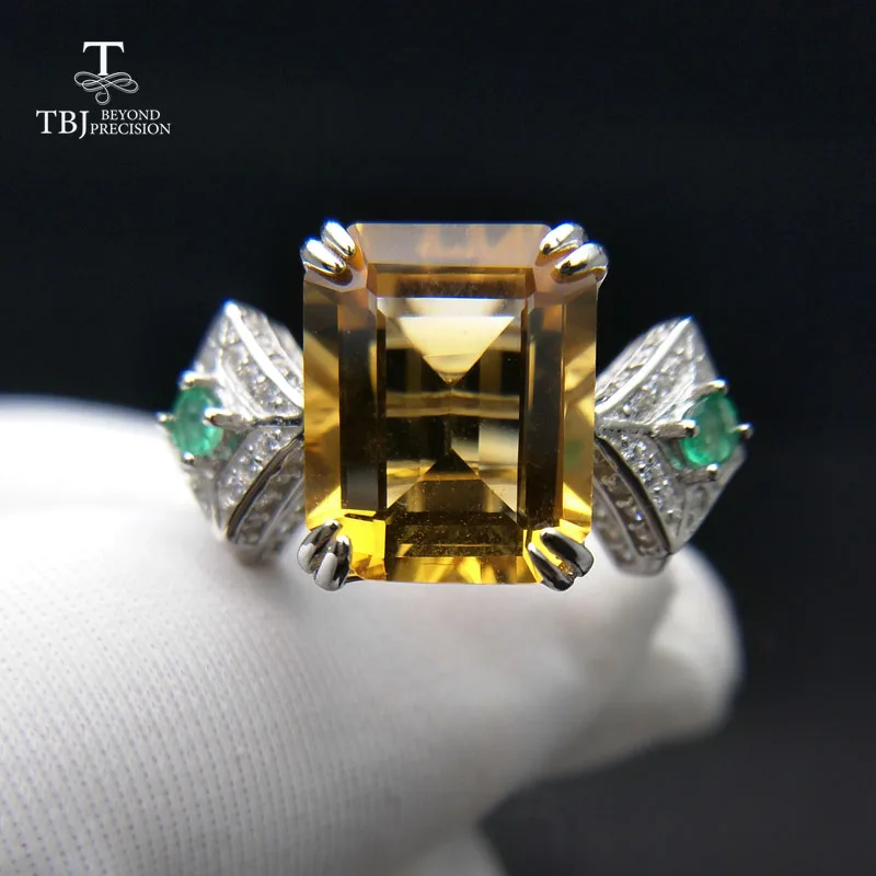 

TBJ,The lastest Luxury natural Brazil Citrine Big Gemstone Ring in solid 925 sterling silver party gift with nice jewelry box
