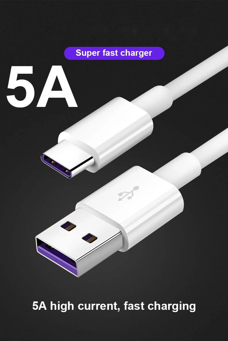 5A USB C Supercharge type C кабель для huawei P30 Pro P20 Lite mate 20 P10 USB 3,1 type-C Quick Charge 4,0 кабель для быстрой зарядки