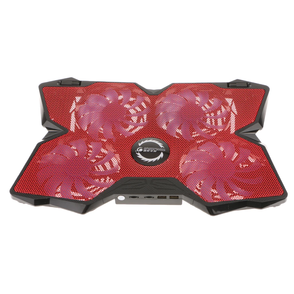 4 Fans 17inch Laptop Notebook LED Light USB Cooling Stand Pad Cooler Red