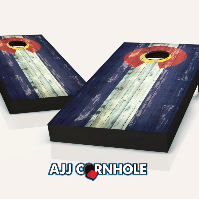 AJJCornhole 107-ColoradoFlagDistressed Colorado Flag Distressed Theme Cornhole Set with Bags - 8 x 24 x 48 in. (1)