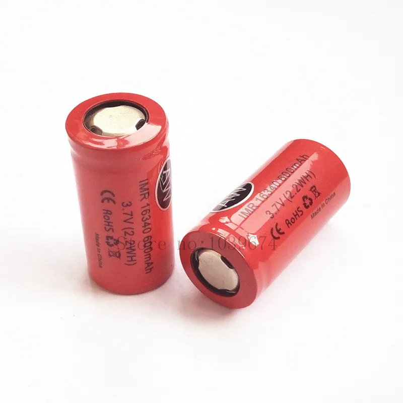 Высококачественные 16340 IMR li ion 600mah 3 7 V 2.2WH перезаряжаемые батареи (бесплатное