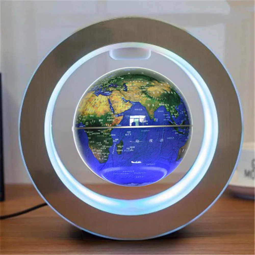 Круглый светодиодный Плавающий глобус с картой мира, магнитный левитационный светильник, антигравитационный магический