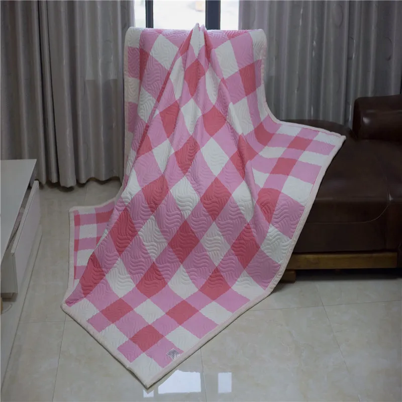 

Fashionable Pink Large Plaid Pattern Warm Fleece Blankets Double Layer Thick Plush Throw On Sofa Bed Plane Plaids Bedspreads