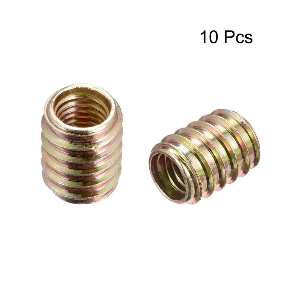 

Uxcell 10pcs/lot M10 Internal Thread 20mm 25mm Length Furniture Threaded Insert Nut Fasteners Carbon Steel Zinc Plated