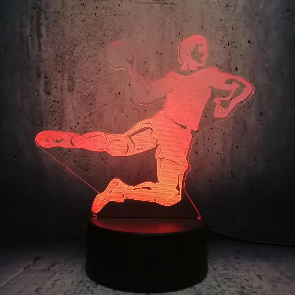 Athlete съемки Баскетбол форма 3D светодиодный светильник для мальчиков спальня стол