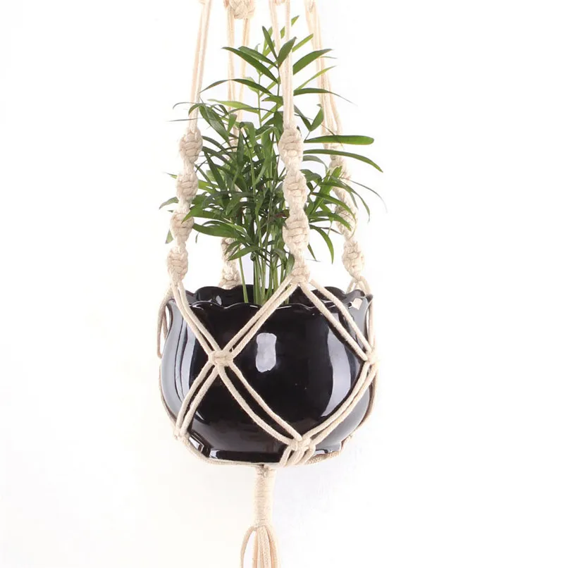 Macrame Plant Hangers Hanging Basket Hanging Plant Holder Bohemian Decor Plant Net bag wall hanging basket #2l16 (8)