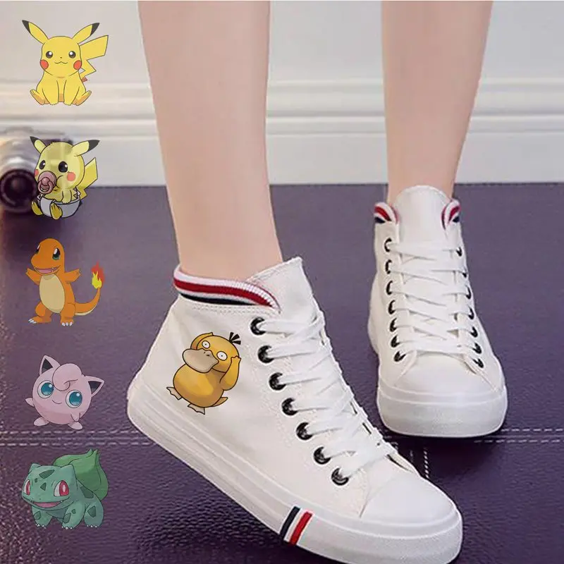 

Pikachu Pokemon Printed Cartoon High Heel Double-layer Canvas Sneakers Student Personalise Trendy Coach Sneakers A19531