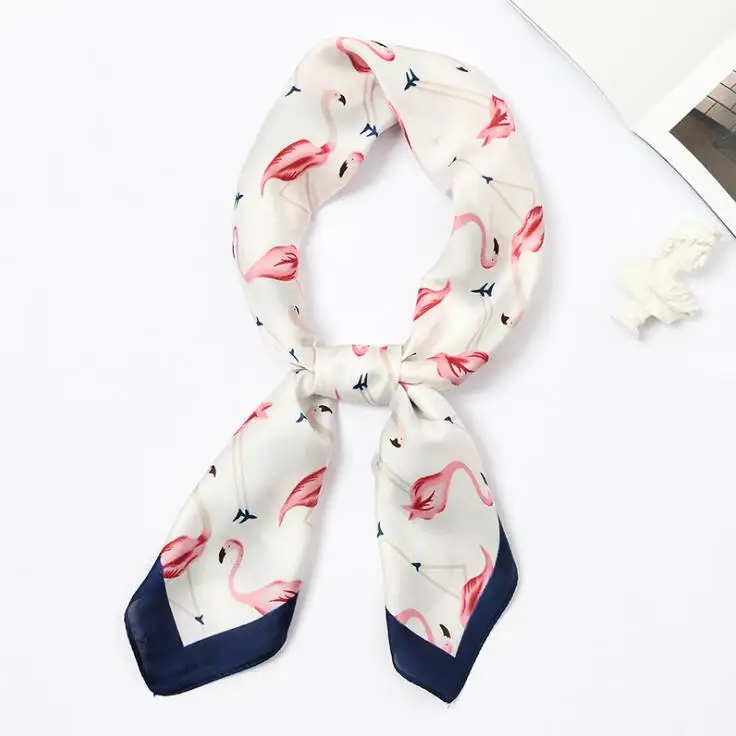 Ladies White Chiffon Scarf With Multi Flamingo Print Herren-accessoires