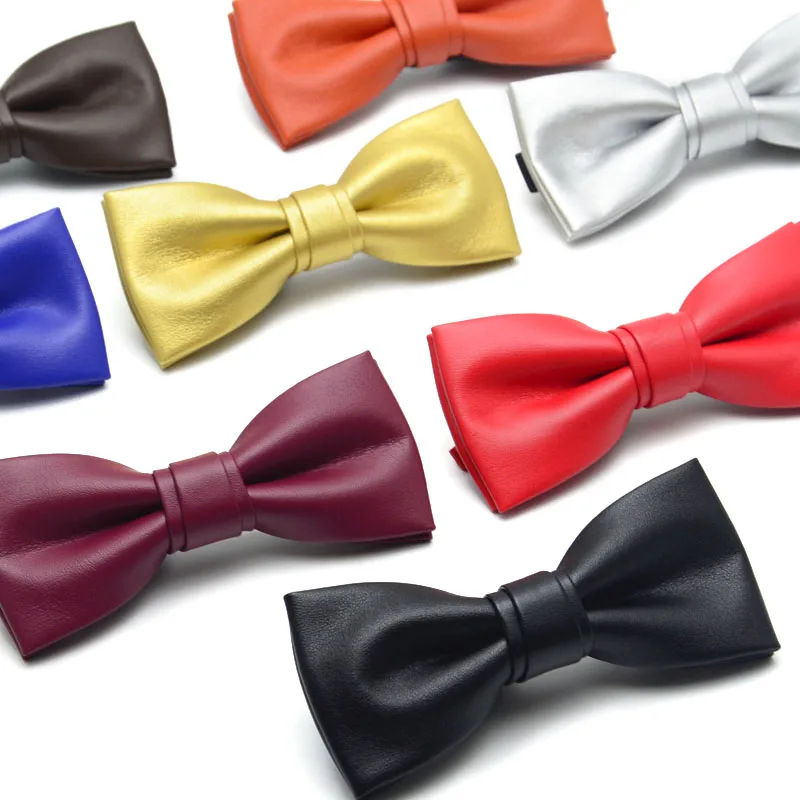 

1piece 2017New Solid PU Leather Bowtie Prom Wedding Holiday Party Bow Tie Casual Male Suits Cravats Skinny Slim Butterfly