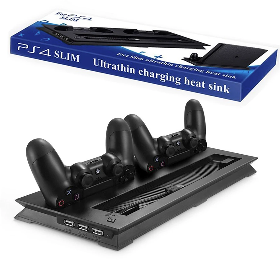 Вертикальная охлаждающая подставка для PS4 Slim двойной джойстик зарядная станция
