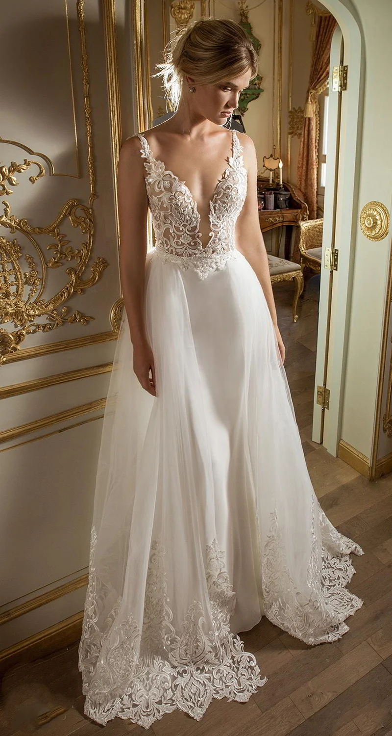 Verngo Elegant Mermaid Wedding Dress Appliques Tulle Bridal Dress Ivory Wedding Gowns Custom Made Mermaid Wedding Dresses
