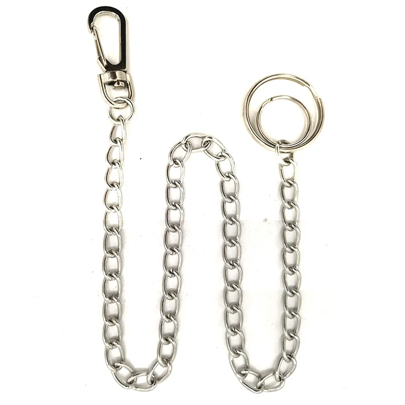 

Long Metal Wallet Belt Chain Rock Punk Trousers Hipster Pant Jean Keychain Silver Ring Clip Keyring