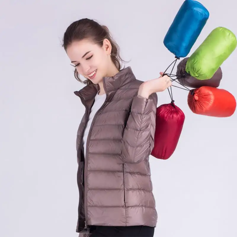

Ly Varey Lin Autumn Winter Women Warm Ultra Light White Duck Down Jacket Coats Candy Color Slim Female Short Down Coats