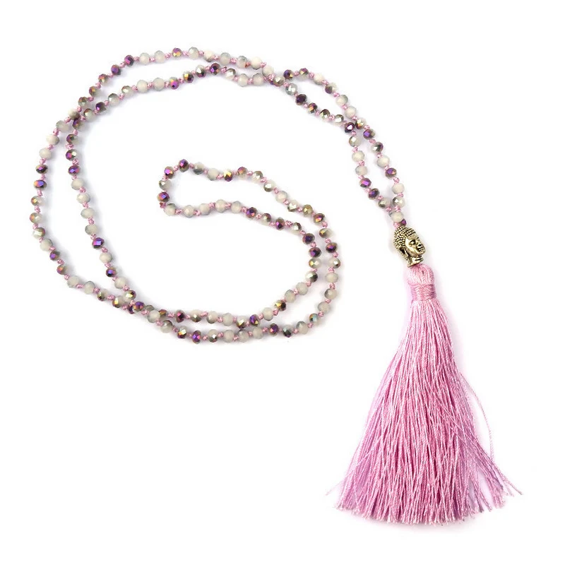 Ожерелье с кисточкой в богемном стиле ожерелье из непальского бисера плетением