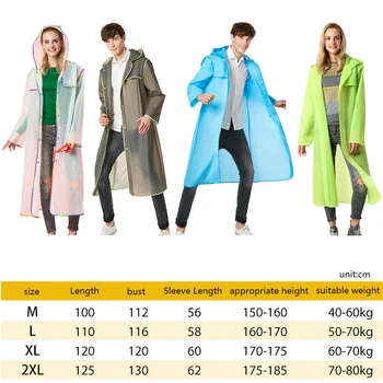 

Fashion EVA Women Men Waterproof Raincoat Thickened Waterproof Rain Coat Women Clear Transparent Tour Thicken Rainwear Suit