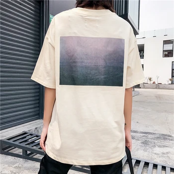 

Hip Hop Boxy Photo Oversize T-Shirt kanye west Heavy Cotton Raglan Tee Lettering Pattern Streetwear